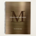 Simple Brushed Metallic Gold Classic Monogram Planner<br><div class="desc">Simple Brushed Metallic Gold Classic Monogram Planner</div>
