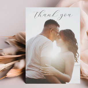 Simple Budget Black & White Photo Wedding Thank You Card