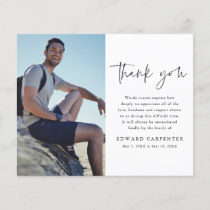 Simple Budget Funeral Memorial Photo Thank You