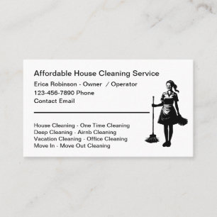 Simple Budget House Cleaning Business Cards