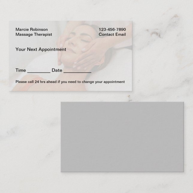 Simple Budget Massage Business Appointment Cards (Front/Back)