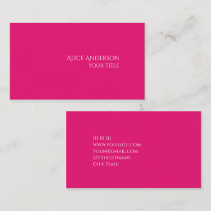 Simple Budget One Solid Colour Modern Pink Business Card