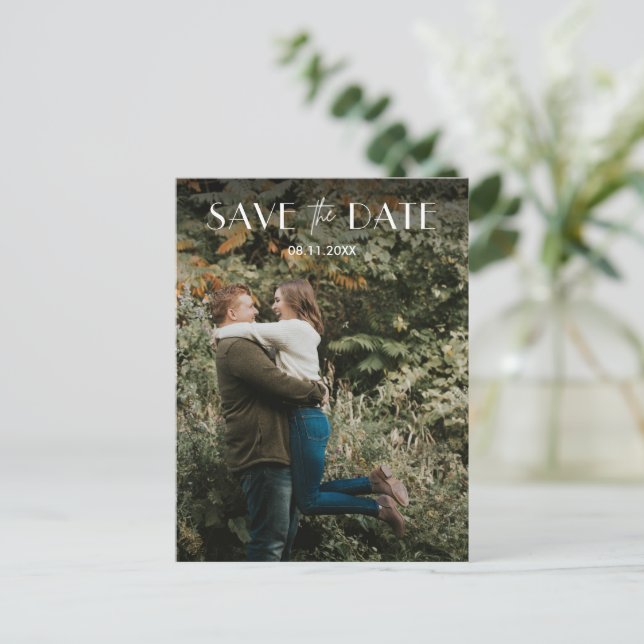 Simple Budget Photo Wedding Save the Date Announcement Postcard (Standing Front)