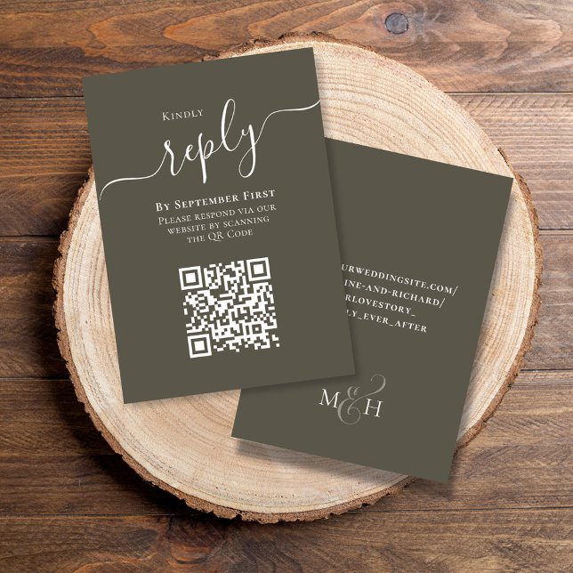 Simple Budget QR Code RSVP Wedding Card (Wedding RSVP response card with scannable QR Code. )