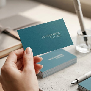 Simple Budget Solid Colour Modern Elegant Teal Business Card