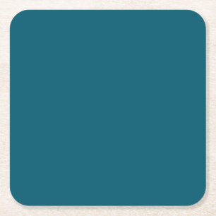 Simple Budget Solid Colour Teal Square Paper Coaster