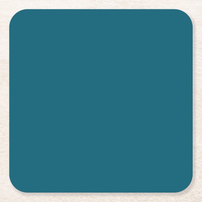 Simple Budget Solid Colour Teal  Square Paper Coaster (Front)