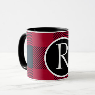 SImple buffalo plaid monogram Mug