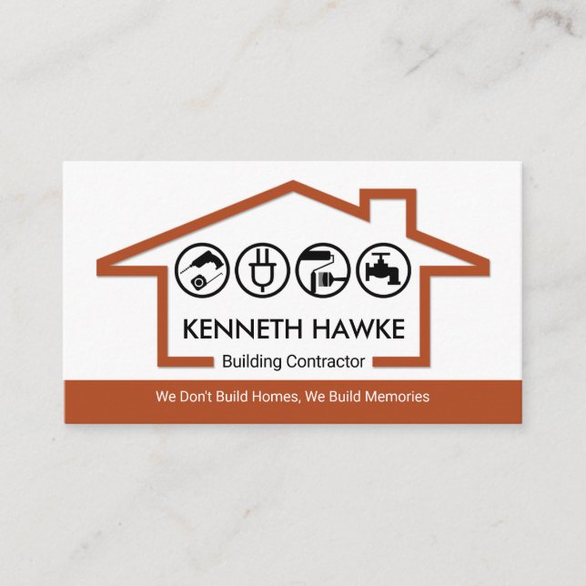 Simple Building Frame Construction Builder Business Card (Front)
