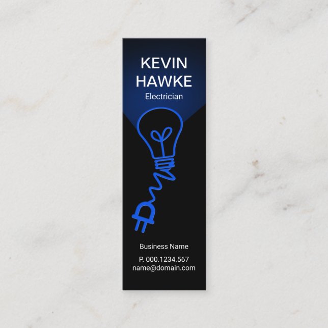 Simple Bulb Flash Light Beam Electrician Mini Business Card (Front)