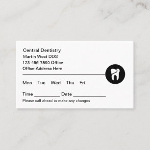 Simple Bulk Dentist Office Appointment Cards