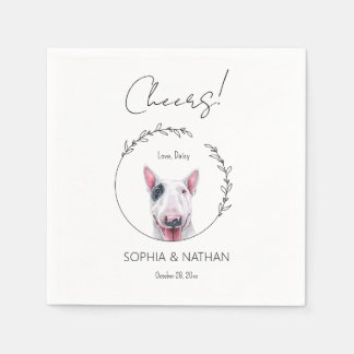 Simple Bull Terrier Dog Wedding Cocktail Napkin