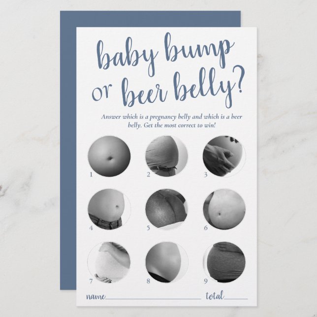 Simple Bump or Beer Belly | Dusty Blue Game Card (Front/Back)