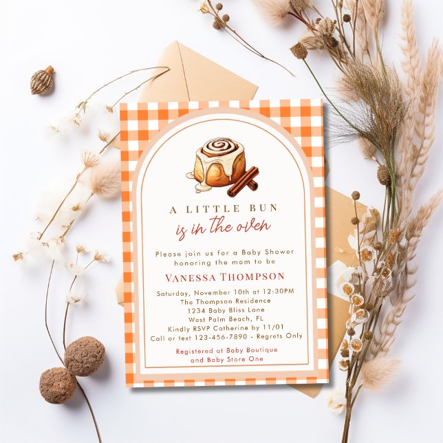 Simple Bun In The Oven Cinnamon Roll Baby Shower Invitation (Creator Uploaded)