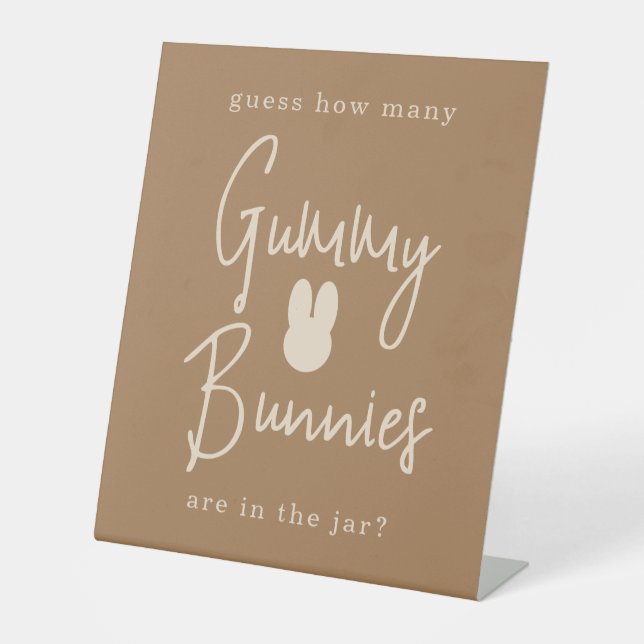 Simple Bunny How many gummy bunnies Pedestal Sign (Front)