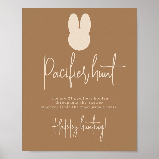Simple Bunny Pacifier hunt game baby shower  Poster (Front)