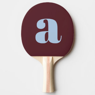 Simple Burgundy Blue Bold Retro Monogram Initial Ping Pong Paddle