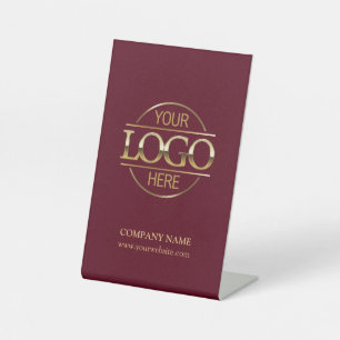 Simple Burgundy Corporate Company Business Logo Pedestal Sign