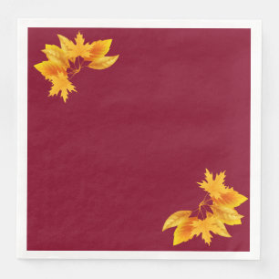 Simple Burgundy Gold Greenery Autumn Celebration Napkin