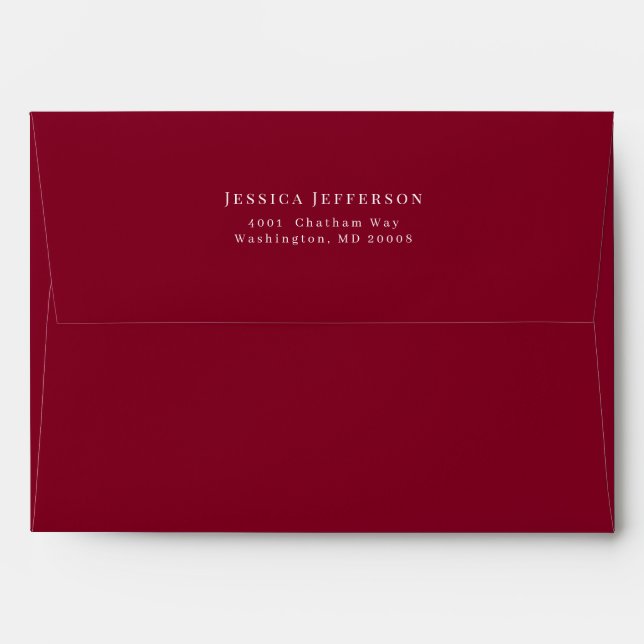 Simple Burgundy Modern Elegant Wedding Envelope (Back (Top Flap))