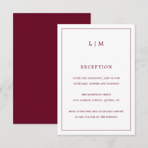 Simple Burgundy Monogram Elegant Wedding Enclosure Card