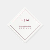 Simple Burgundy Monogram Elegant Wedding