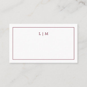Simple Burgundy Monogram Elegant Wedding Place Card