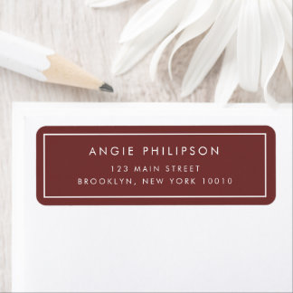 Simple Burgundy Red Modern Return Address Label