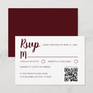 Simple Burgundy RSVP Wedding  Card