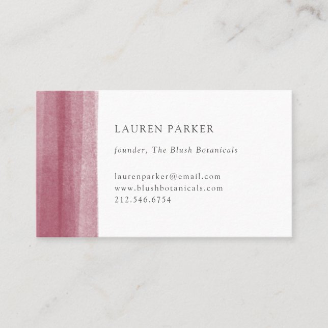 Simple Burgundy Watercolor Business Card (Front)