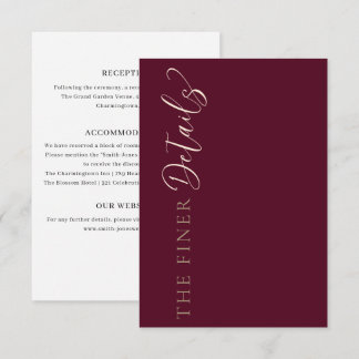 Simple Burgundy Wedding Details Enclosure Card