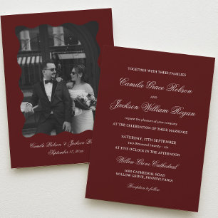 Simple Burgundy Wedding  Invitation
