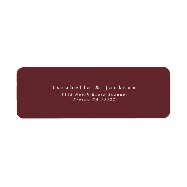 Simple Burgundy  Wedding Return Address Label (Front)