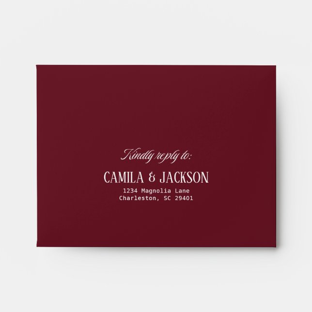 Simple Burgundy Wedding RSVP Envelope (Front)