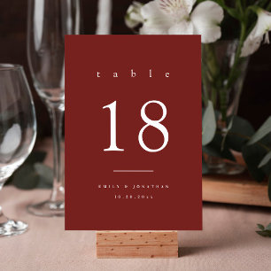 Simple Burgundy Wedding Table Number
