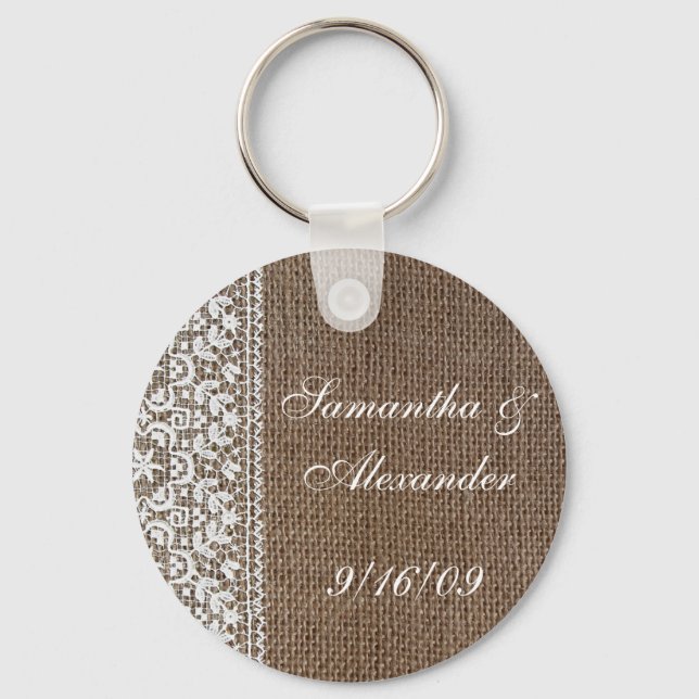 Simple Burlap and Lace Key Ring (Front)
