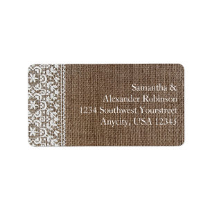 Simple Burlap and Lace Label