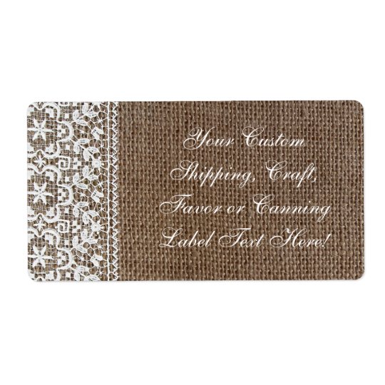 Simple Burlap and Lace Shipping Label