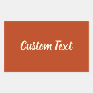 Simple Burnt Orange and Cream Script Text Template Rectangular Sticker