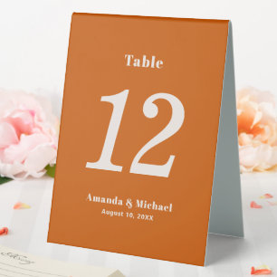 Simple Burnt Orange Minimalist Table Number
