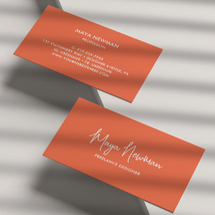 SIMPLE BURNT ORANGE SIGNATURE NAME PROFESSIONAL BUSINESS CARD