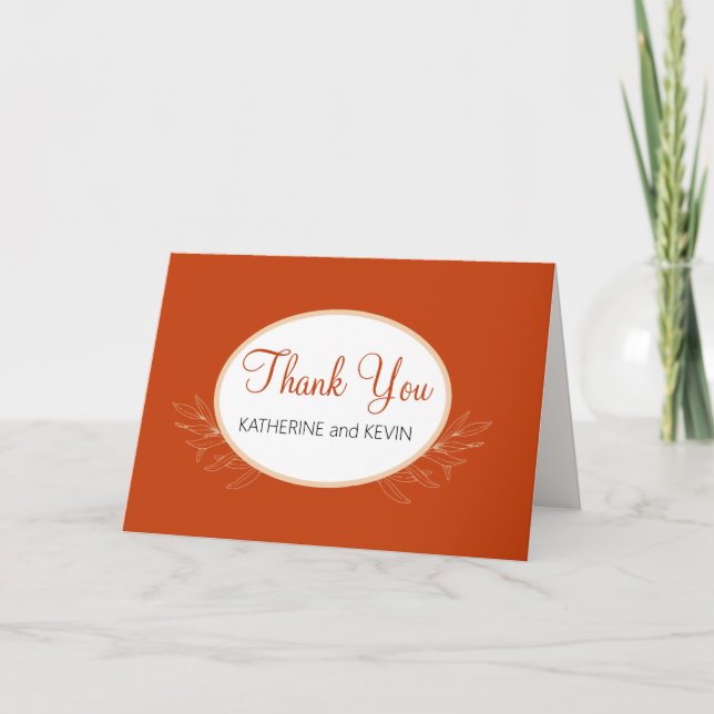 Simple Burnt Orange Thank You Card (Front)