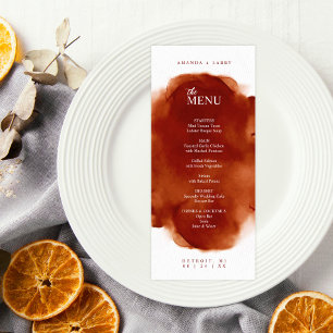 Simple Burnt Orange Watercolor Menu Card