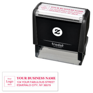 Simple Business Address with Logo Return Address  Self-inking Stamp