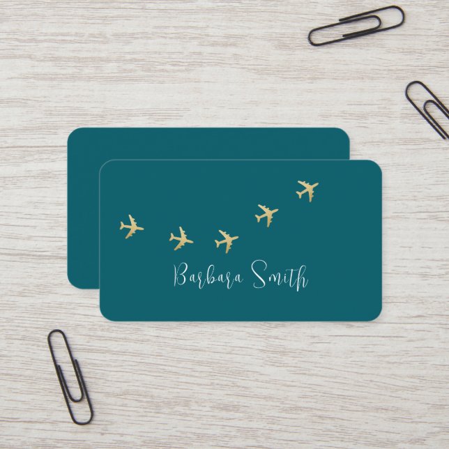 Simple Business Card for a Travel Agent dark-teal (Front/Back In Situ)