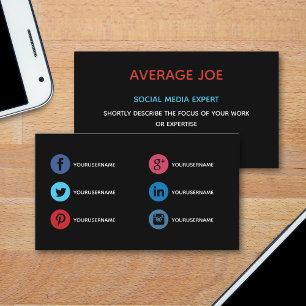 Simple business Cards for social media expert