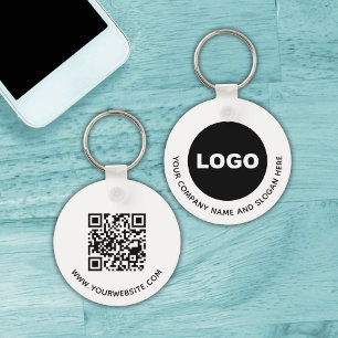 Simple Business Company Promotional Logo QR Code Key Ring
