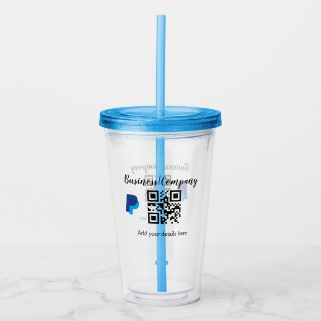 Simple business company website barcode QR add nam Acrylic Tumbler (Front)