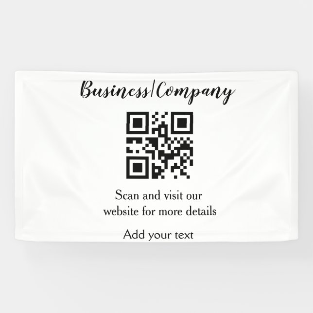 Simple business company website barcode QR add nam Banner (Horizontal)