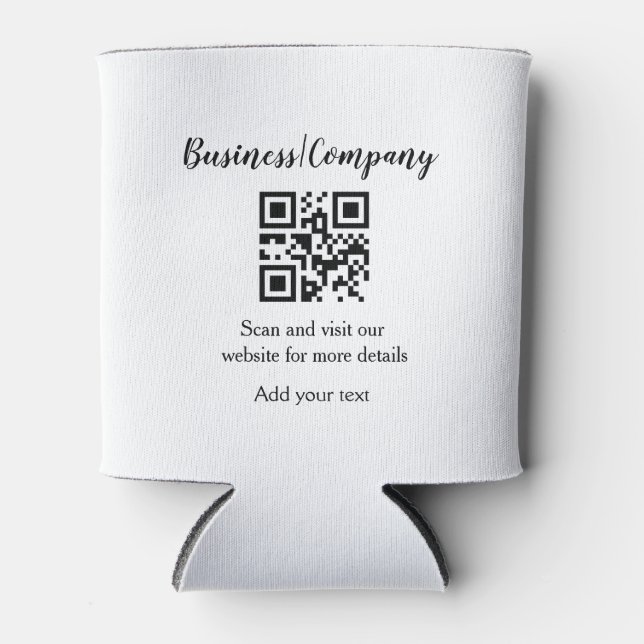Simple business company website barcode QR add nam Can Cooler (Front)